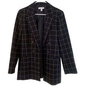 Nine West Navy Window Pane Blazer | Medium